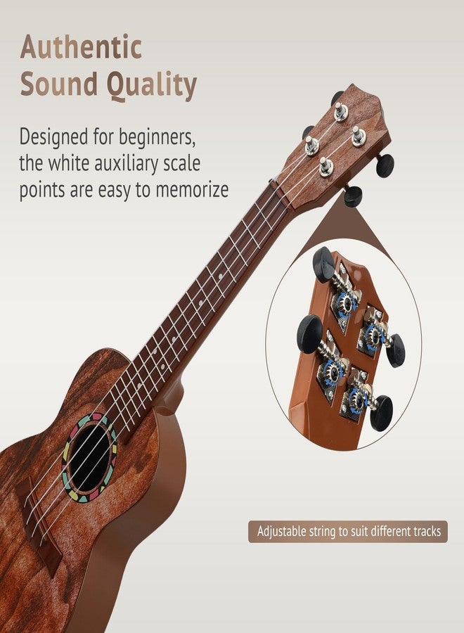 Raimy Kids Guitar Ukulele - 21in Ukulele Guitar Toys for Kids Ages 3 4 5 6 7+ Year Old Boys Girls Simulated Sound Quality Music Instruments Learning Education (Mahogany) - Image 3